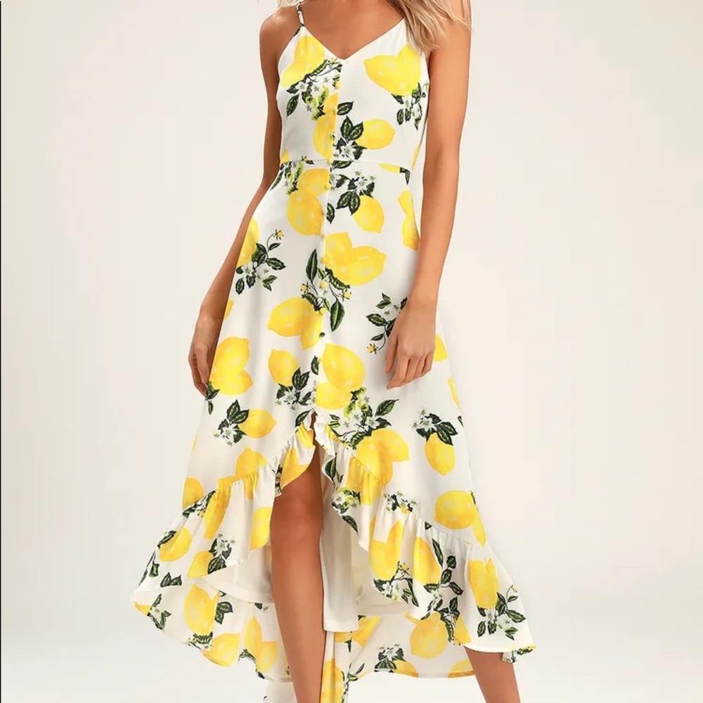 🆕 NWT Lulu’s Lemon High-Low Dress